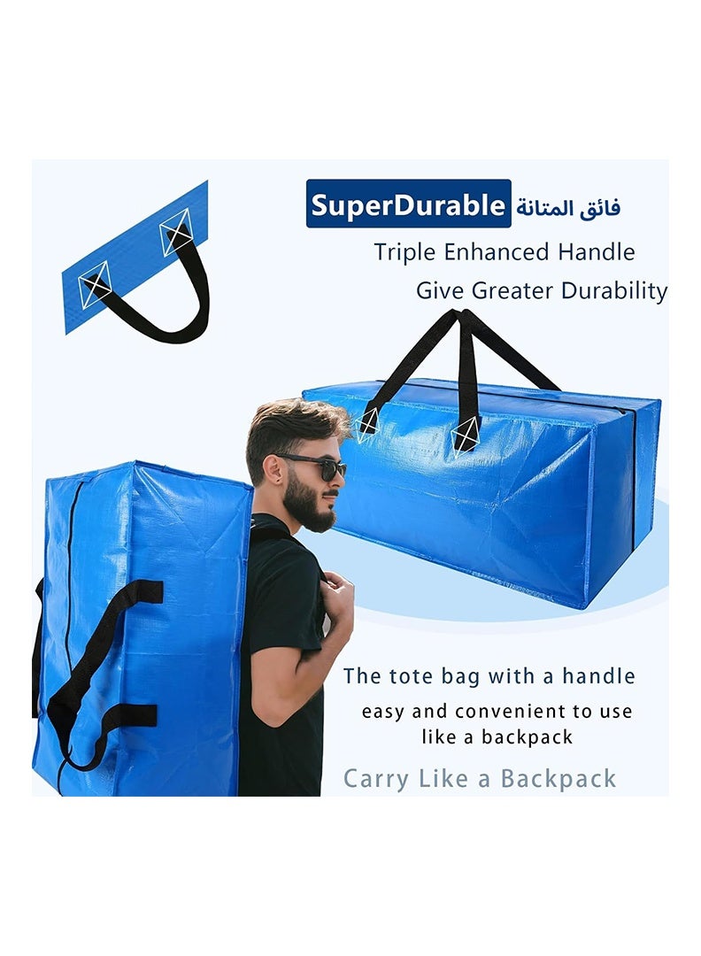 Auger Moving Bags,2 Pack Heavy Duty Extra Large Moving Bags Storage Tote - Strong Handles& Backpack Straps - Space Saving Storage Bags Alternative to Moving Boxes and Bins, Storage Totes Holiday, Travel,Storage Moving & Clothing Storage Packing Organizer Blue - Image 3